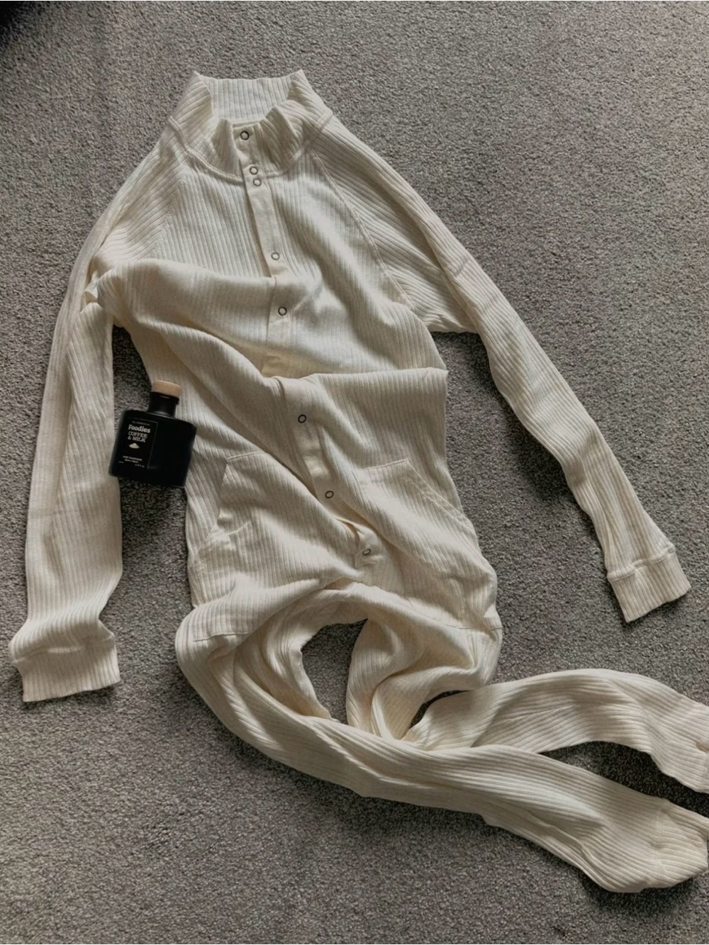 Modus Vivendi Natural Line Ribbed Union Suit Cream Men’s Size L NWOT